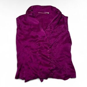 Vintage victorias secret Purple pink silk button up tank top blouse 🤍